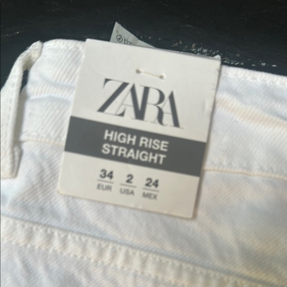 Zara high rise straight leg white denim jeans size 2 new with tags - Picture 4 of 4